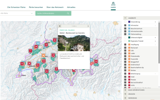Karte mit Daten - Parks.Swiss